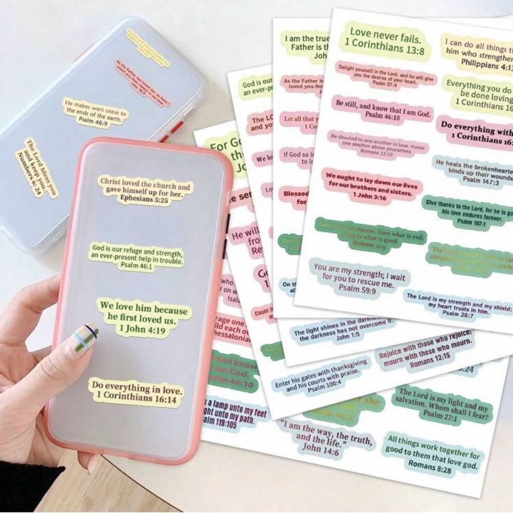 100 Bible Verse Stickers Christian Inspirational Scripture Green Journal Laptop - Picture 4 of 5
